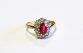 Pink and white stone cluster ring set oval facet-cut pink stone,