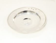 Silver Armada dish with channelled border, flattened everted rim, Chester 1962,