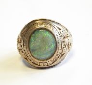American 10k gold and single opal fraternity ring "Georgia's School of Technology 1886",