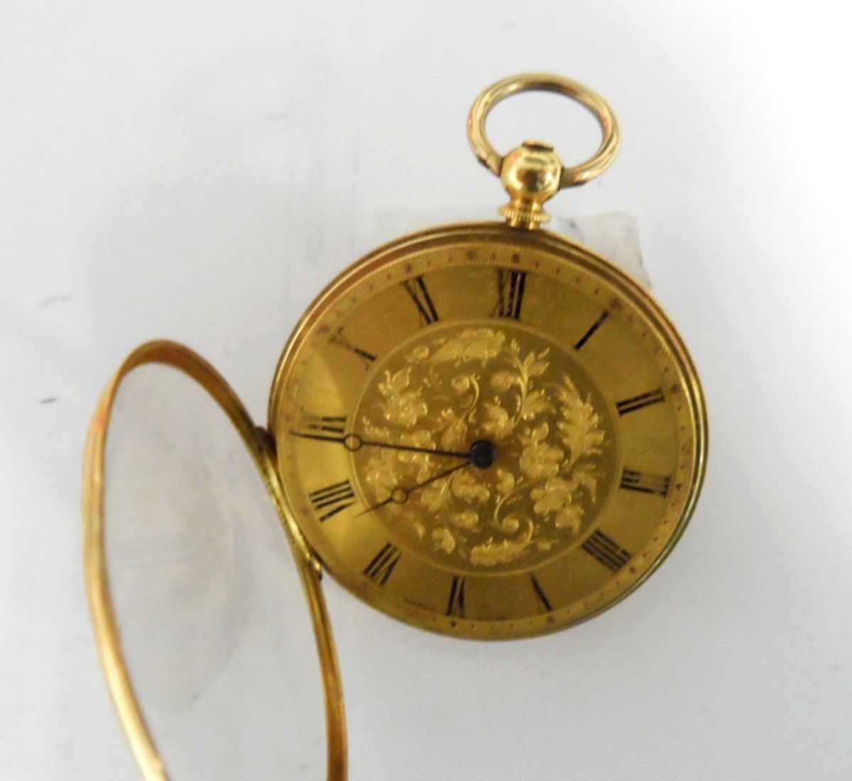 Gold open-faced pocket watch,