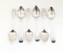 Set of 6 Victorian teaspoons, fiddle pattern with engraved initials, Glasgow 1859, 4.5ozs approx.