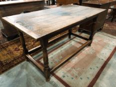 Antique country hardwood dining table, rectangular,