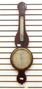 Georgian wheel barometer, the mahogany case with boxwood stringing,