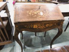 Bonheur de jeur with floral marquetry inlaid top, three-quarter gallery,