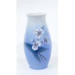 Copenhagen Bing & Grondahl vase decorated with flowers on a blue ground,