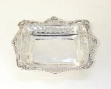 Victorian silver bonbon dish, rectangular with pierced sides,