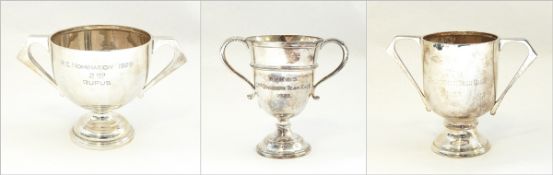 Silver two-handled trophy by H Phillips, London 1928 with presentation inscription,