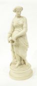Victorian Parianware figure by Alfred Pearce, classical female on circular plinth base,