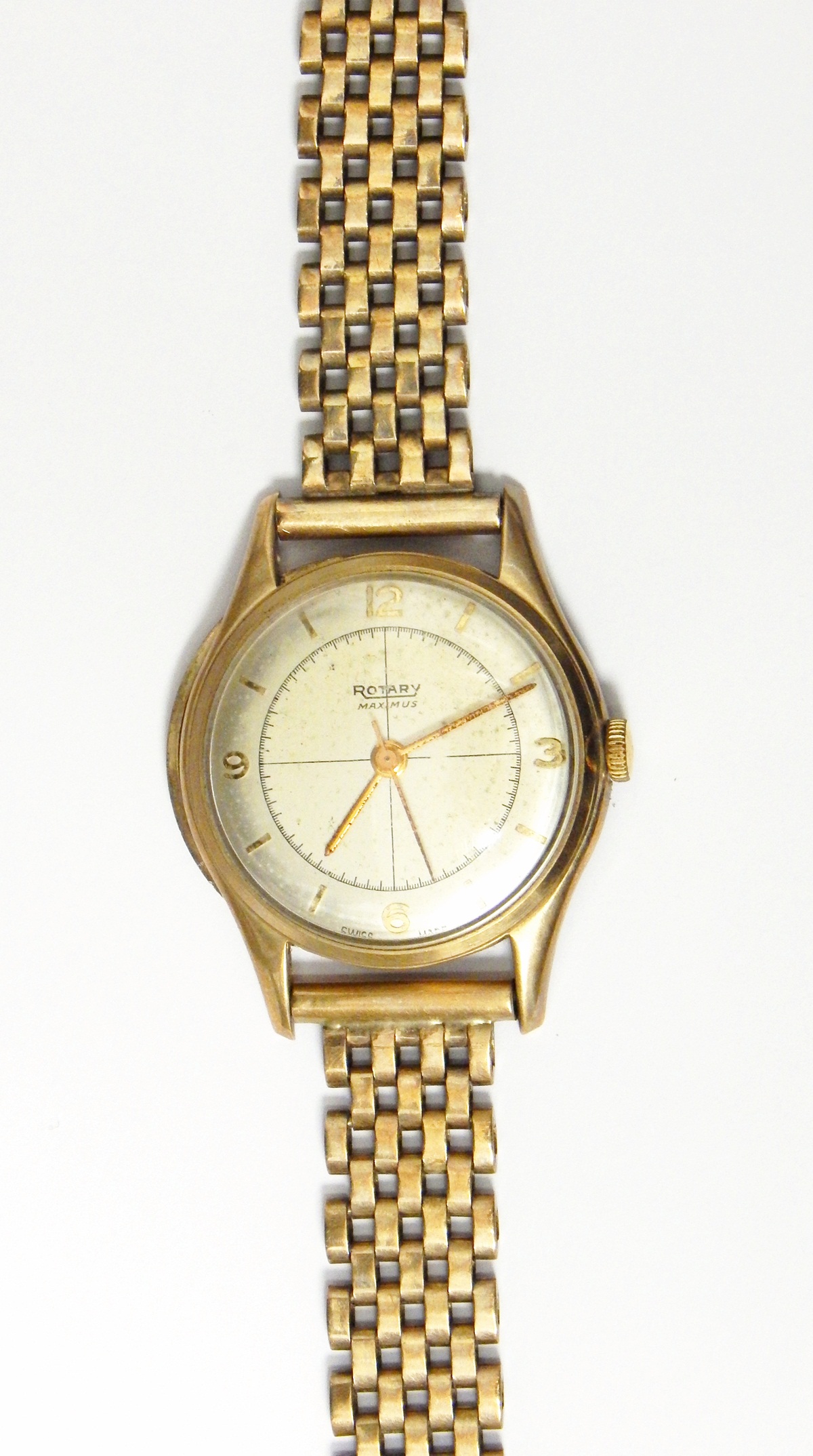 Gentleman's Rotary Maximum 9ct gold cased wristwatch with silvered dial and a gold link chain