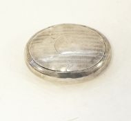 George V silver snuffbox, oval, engine-turned with flush fitting hinged lid,