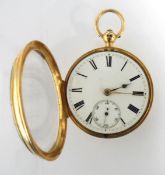 Victorian 18ct gold open-faced pocket watch, the case marked for Sheffield 1875,