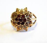 9ct gold sapphire and diamond cluster ring (shank cut),