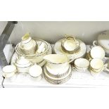 Minton 'Bridal Veil' part table service comprising plates of three sizes, teacups and saucers,