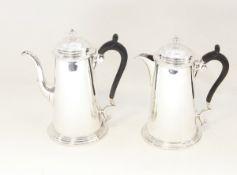 Edwardian silver coffee pot and hot water jug set by Marples & Co,