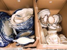 Assorted ceramics including part tea service, white ground with blue and gilt decorated,