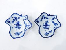 Pair of 18th century blue and white pickle dishes, probably Worcester,