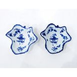 Pair of 18th century blue and white pickle dishes, probably Worcester,