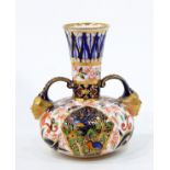 Royal Crown Derby two-handled vase of bottle form with flared neck,