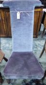 Victorian prie-dieu chair with grey fabric cover