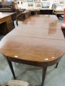 19th century mahogany D-end extending dining table, with two drop leaves and two D-ends,