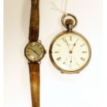 Silver-cased open-faced pocket watch, Presco make, Lancashire Watch Company Limited,
