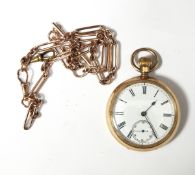 Waltham gold plated open-faced pocket watch,