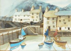 Frederick T W Cook (1907-1982) Watercolour Looe harbour,