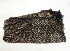1920's black Indian shawl with metal detail