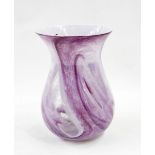 Gray-Stan glass vase of baluster shape with pink swirl decoration,