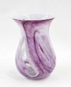 Gray-Stan glass vase of baluster shape with pink swirl decoration,