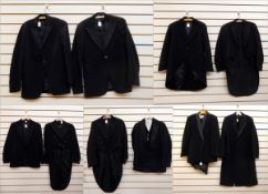 Various gentlemen's dinner jackets and tail coats including one three-piece dinner suit (10)