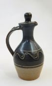 Ray Finch Winchcombe ash glazed cruet of baluster form, midnight blue and sandy colour glaze,