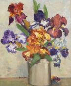 Marlon Coker Oil on board Still life of flowers in a vase,