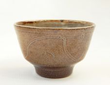 Ray Finch Winchcombe salt glazed tea bowl, stamped to base,