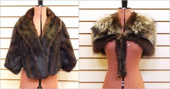 Short dark mink cape/jacket and a fox cape (2)