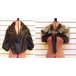 Short dark mink cape/jacket and a fox cape (2)