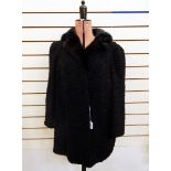 Vintage black astrakhan coat with black mink collar