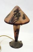 La Rochere cameo glass table lamp in mushroom form with floral pattern,