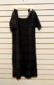 Black pintucked and lace evening dress, a silk drop-waist evening dress labelled 'Kitty Copeland,