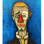After Bernard Buffet Colour print "Tete de Clown", portrait of a clown,