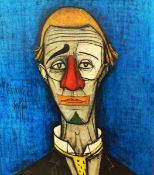 After Bernard Buffet Colour print "Tete de Clown", portrait of a clown,