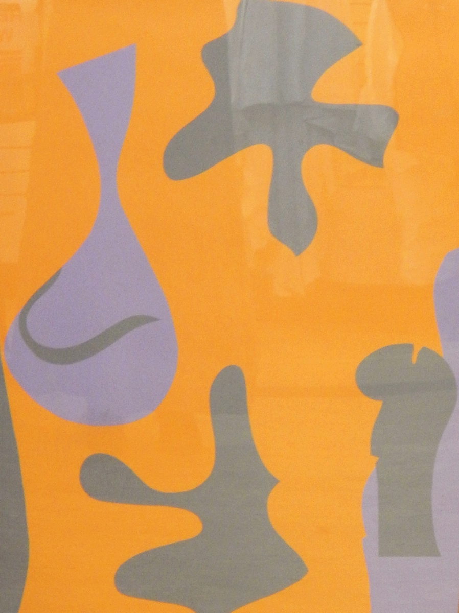 Berenice Sydney (1944-1983) Screen print Abstract form on orange ground,