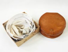 Two leather collar boxes, a large quantity of stiff collars and white ties,