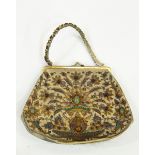 Heavily embroidered with gold and silver thread and faux-semi precious stones evening bag (af)