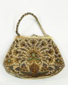 Heavily embroidered with gold and silver thread and faux-semi precious stones evening bag (af)