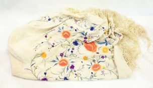 Early 20th century embroidered silk shawl