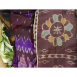 Three Ikat silk saris and a green and white silk sari (4) (1 box)