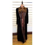 1920's black velvet evening coat faced with fur