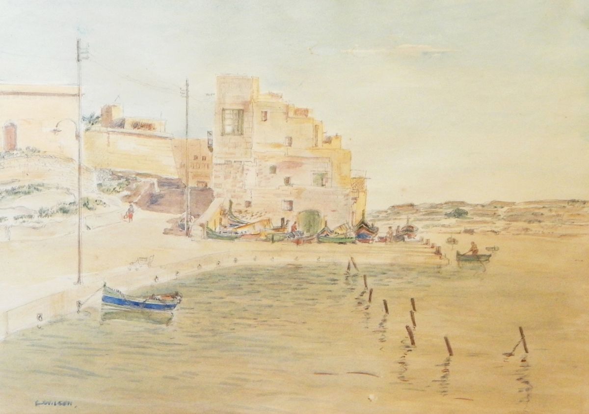 R Wilson Watercolour Marsaskala Malta