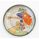 Portuguese salt glazed dish with fish decoration,